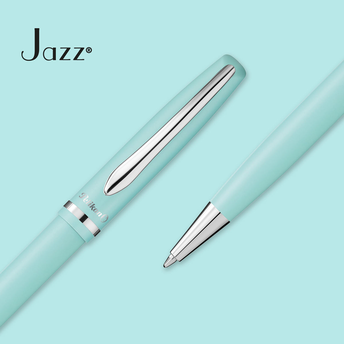 Pelikan Jazz Pastel Ballpoint Pen with Medium Point, Blue Ink Refill, Mint, Boxed, 1 Each (812627)