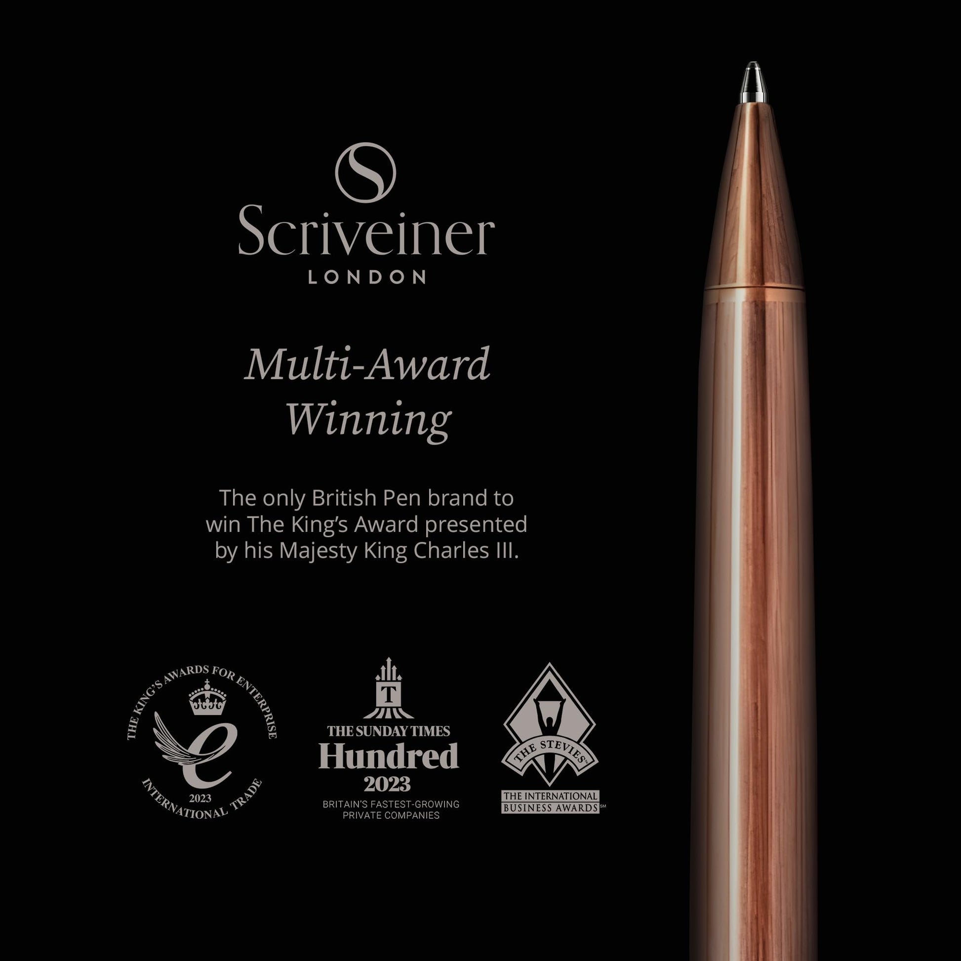 Scriveiner Copper Ballpoint Pen - Stunning Luxury Pen, Schmidt Black Refill, Best Ball Pen Gift Set