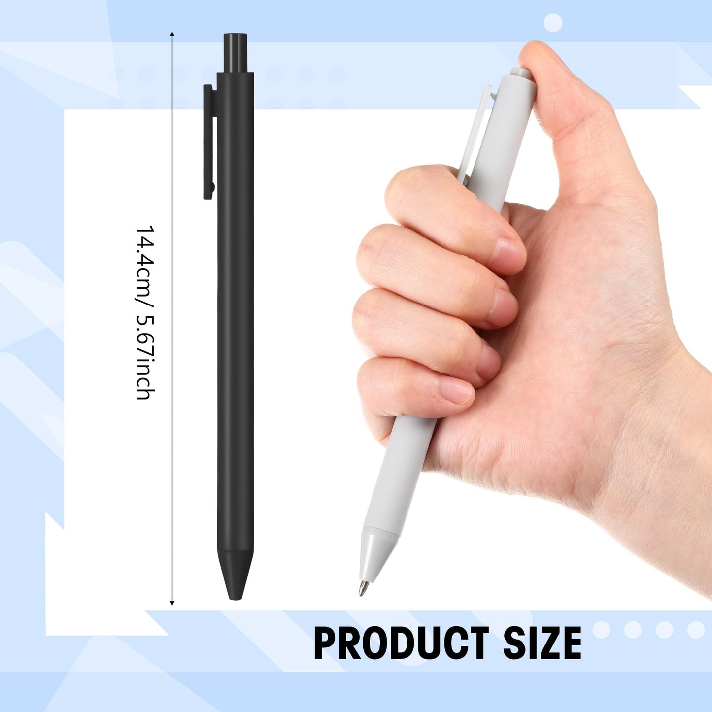 Fulmoon 50 Pcs Cute Pens Retractable 1.0mm, Black White Gray Black Ink