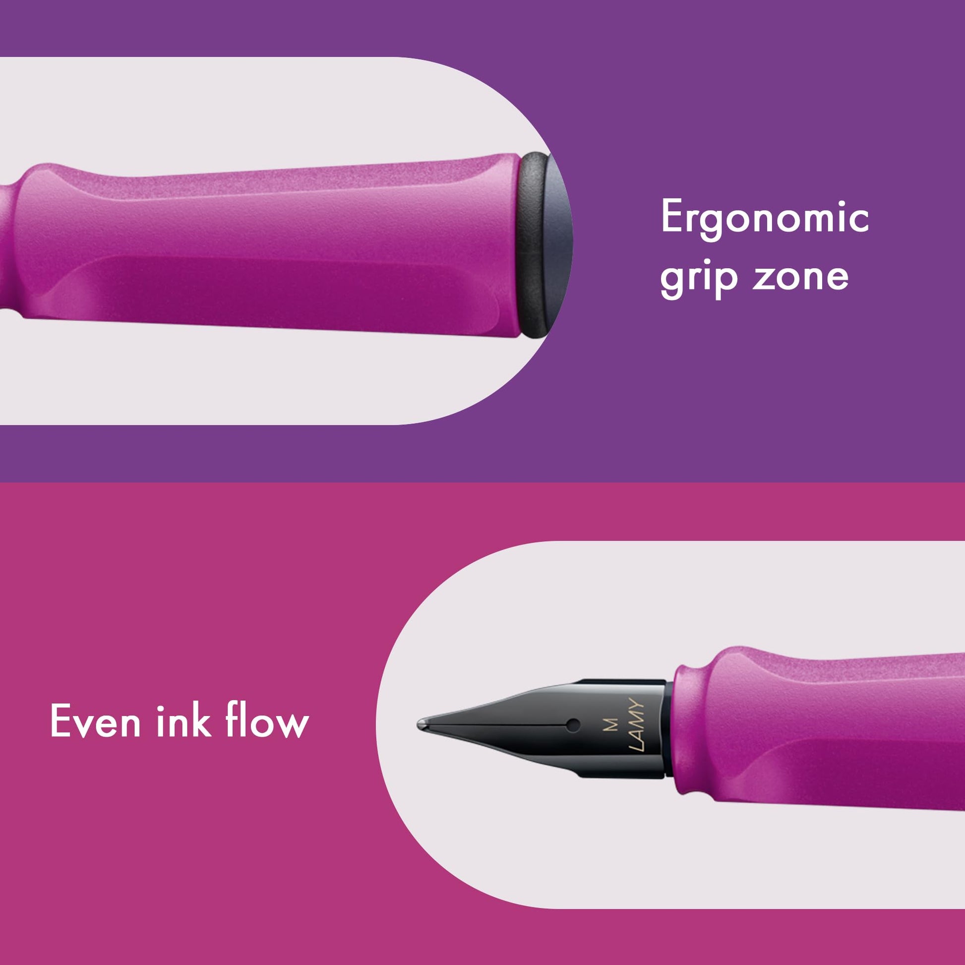 LAMY safari pink cliff - Fountain Pen with ergonomic grip & polished steel nib in size EF - ideal