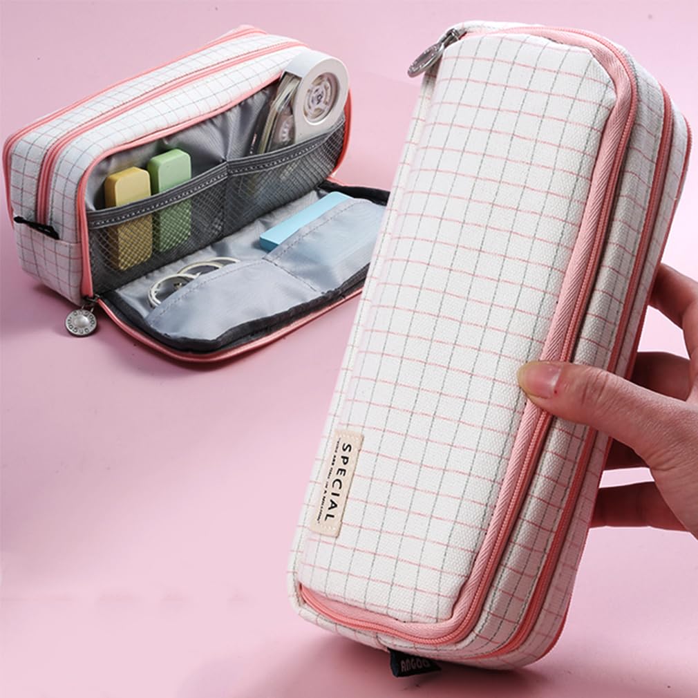 iSuperb Large Pencil Case Big Capacity Pencil Pouch 3 Compartments Pen Bag Canvas Marker Pen Bag