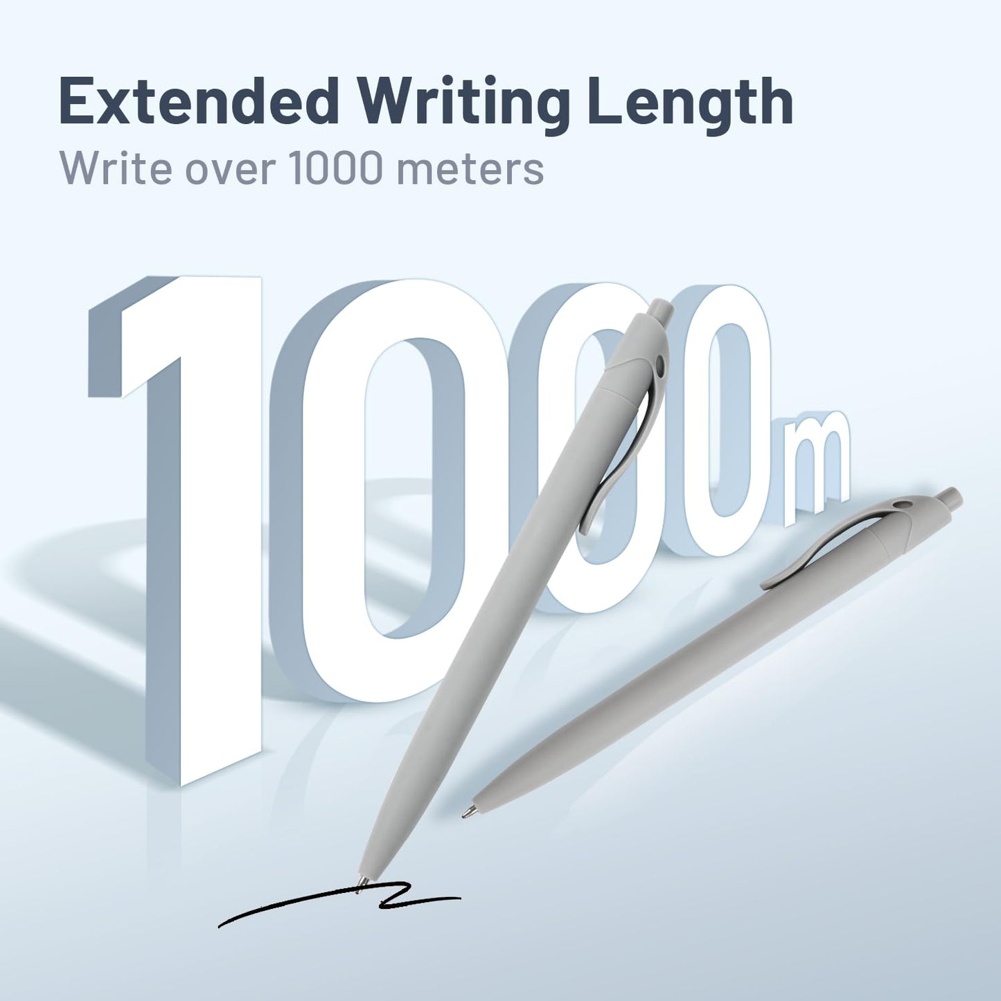 Wiaziert BallPoint Pens, 100 Pack (BLACK Ink),Bulk Pens, Grey Barrel,Click Pens for Office Home and