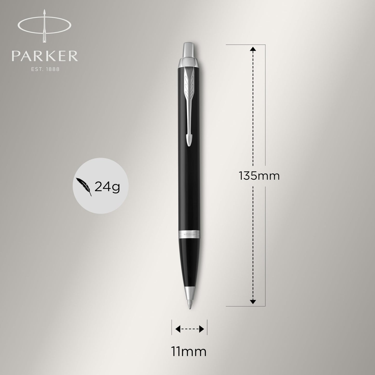 PARKER IM Duo Pen Set | Fountain Pen, Ballpoint Pen & Pen Pouch | Black Lacquer Finish with Chrome