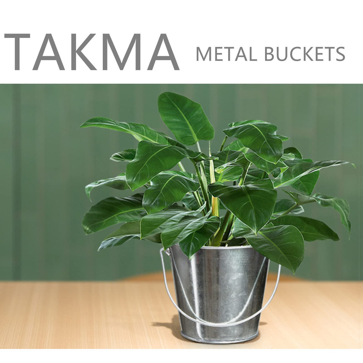 TAKMA Galvanized Tin Metal Buckets with Handle, 6 Pack 5.91 Inch Iron Pail, Easter Bucket,Pencil