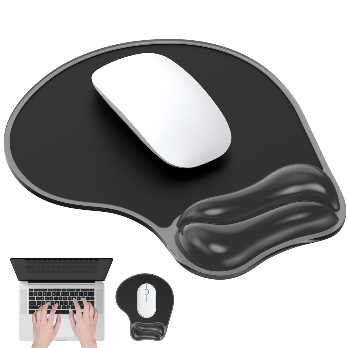 Laokiiy Gel Mouse Pad with Wrist Rest, Ergonomic for Laptop, Non-Slip Base