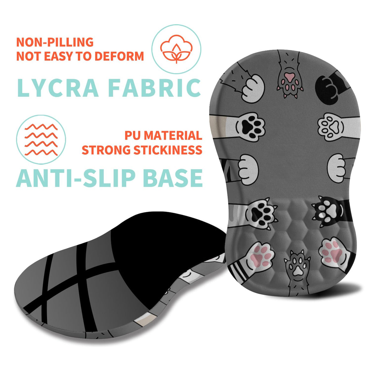 Kuosgm Ergonomic Mouse Pad Wrist Support with Memory Foam Massage Bulge, Carpal Tunnel Pain Relief