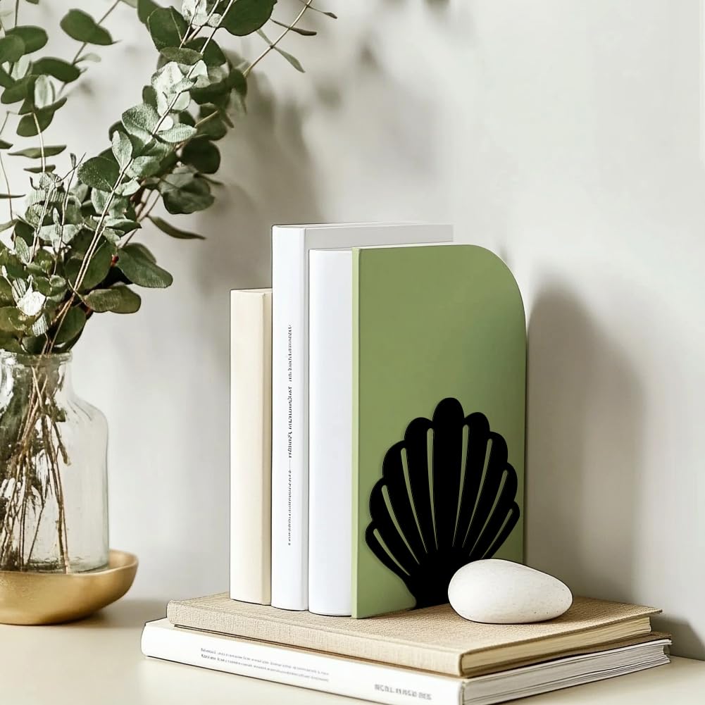 Peacoblue 5.3"x4.3"x5.5" Metal Bookends, Heavy Duty Book Ends for Shelves
