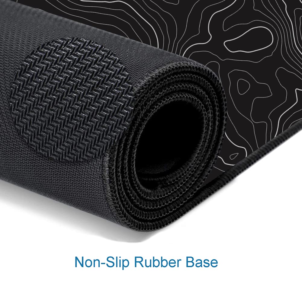 SANWUMIAN Gaming Mouse Pad, Large Topographic Mouse Pads for Desk, Non-Slip Rubber Base Mousepad