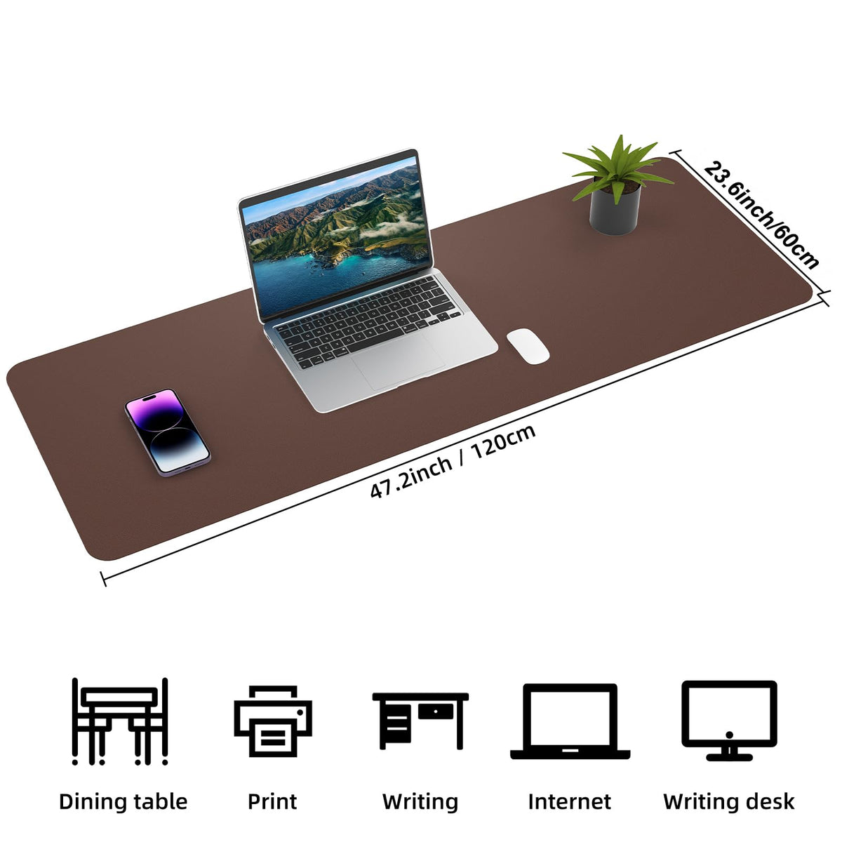 AFIING Cork Desk Mat 47" x 23.6", Dual-Sided Natural Cork & PU Leather Desk Pad, Non-Slip