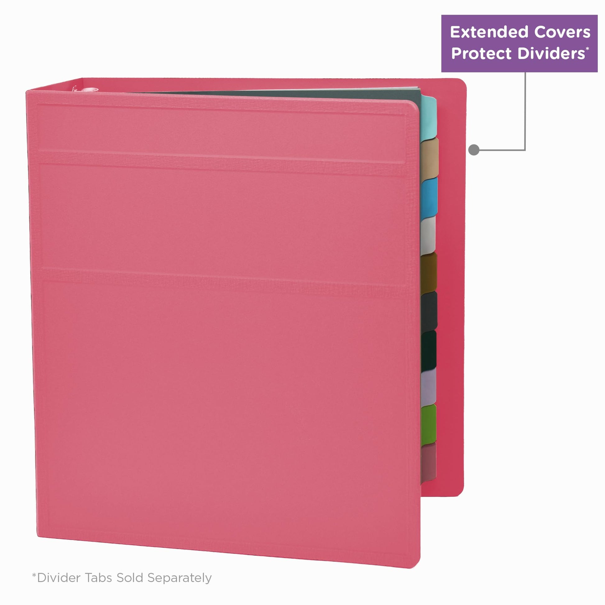 Carstens 2-Inch Heavy Duty 3-Ring Binder - Side Opening, Bubble Gum Pink, Durable Plastic