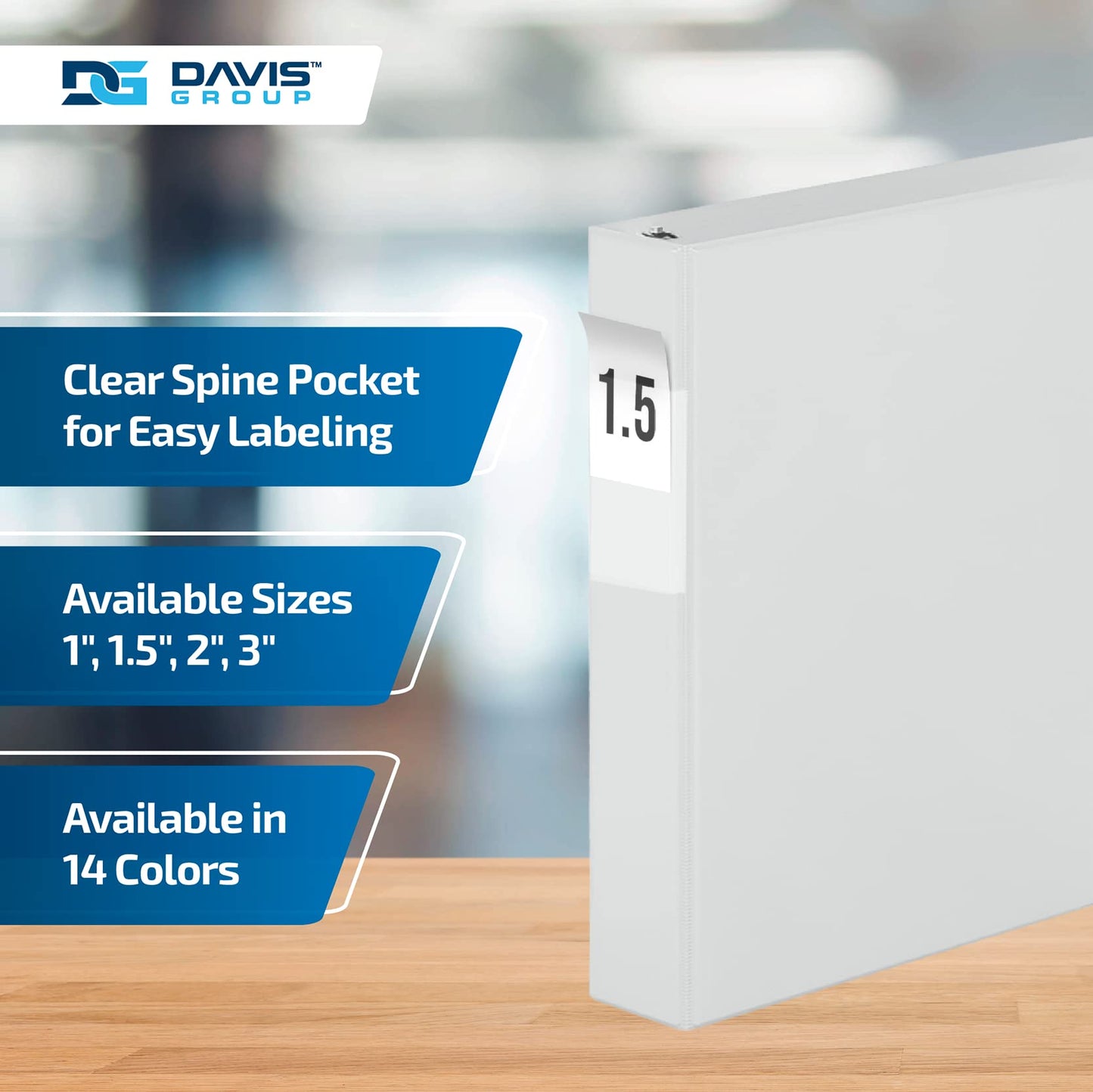 Premium Economy 3-Ring Binder, Spine Label, 1.5" Round Rings, White, 6 Pack