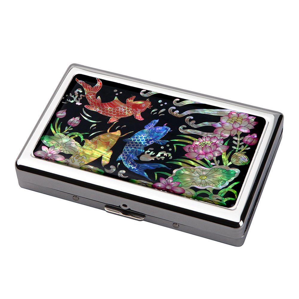 Mother of Pearl Koi Fish Pink Lotus Flower Extra Long 100S Super Slim King Size 16 Cigarette