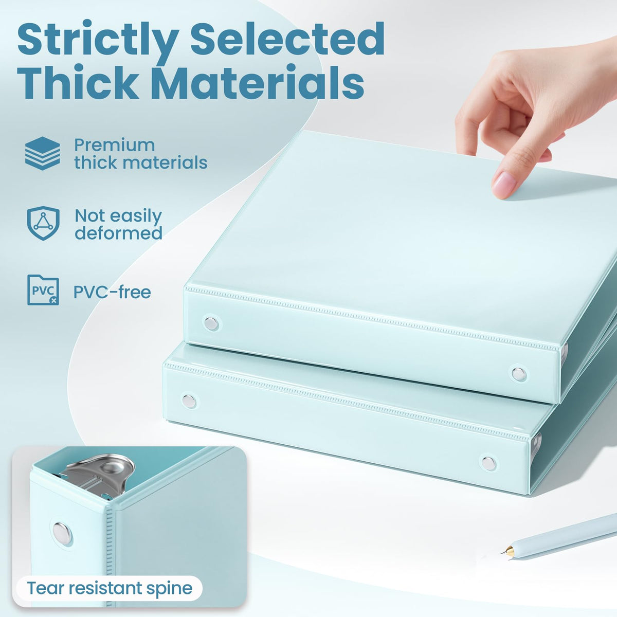 SUNEE 3 Ring Binder 1 Inch 4 Pack, Clear View 1" Binders Three Ring PVC-Free (Fit 8.5x11 Inches)