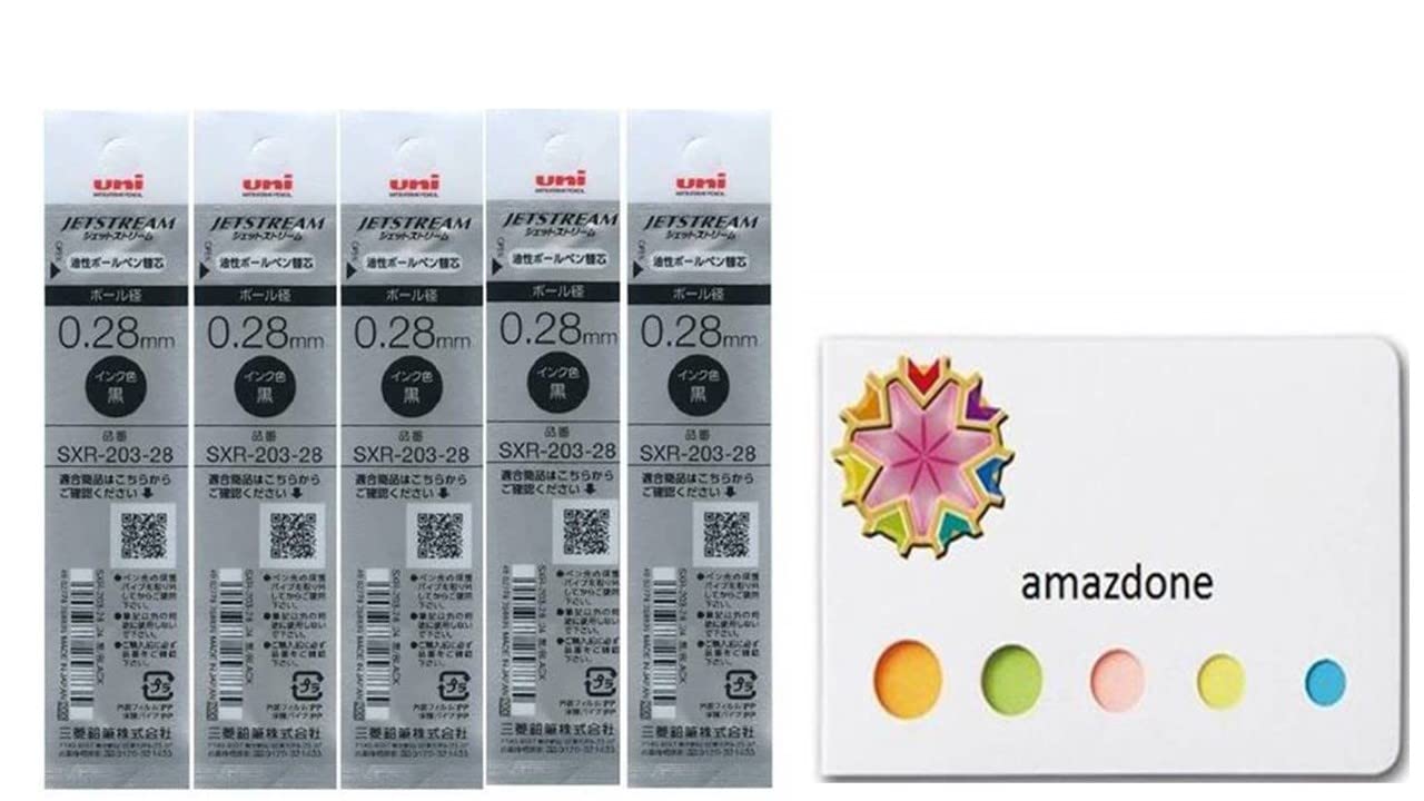 uni Jetstream EDGE 0.28mm Oil-based Ballpoint pen refills（SXR-203-28 Black） 5-pack/amazdone Sticky