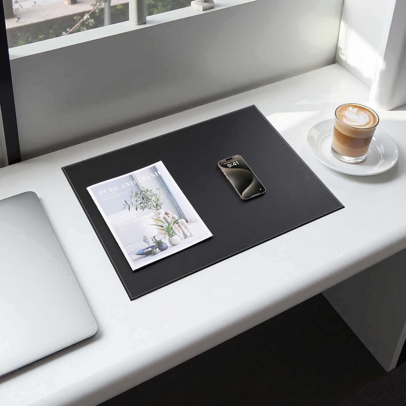 KINGFOM Desk Pad & Mat 24" x 18" Protector Large Mouse Pad PU Leather for Desktops and Laptops
