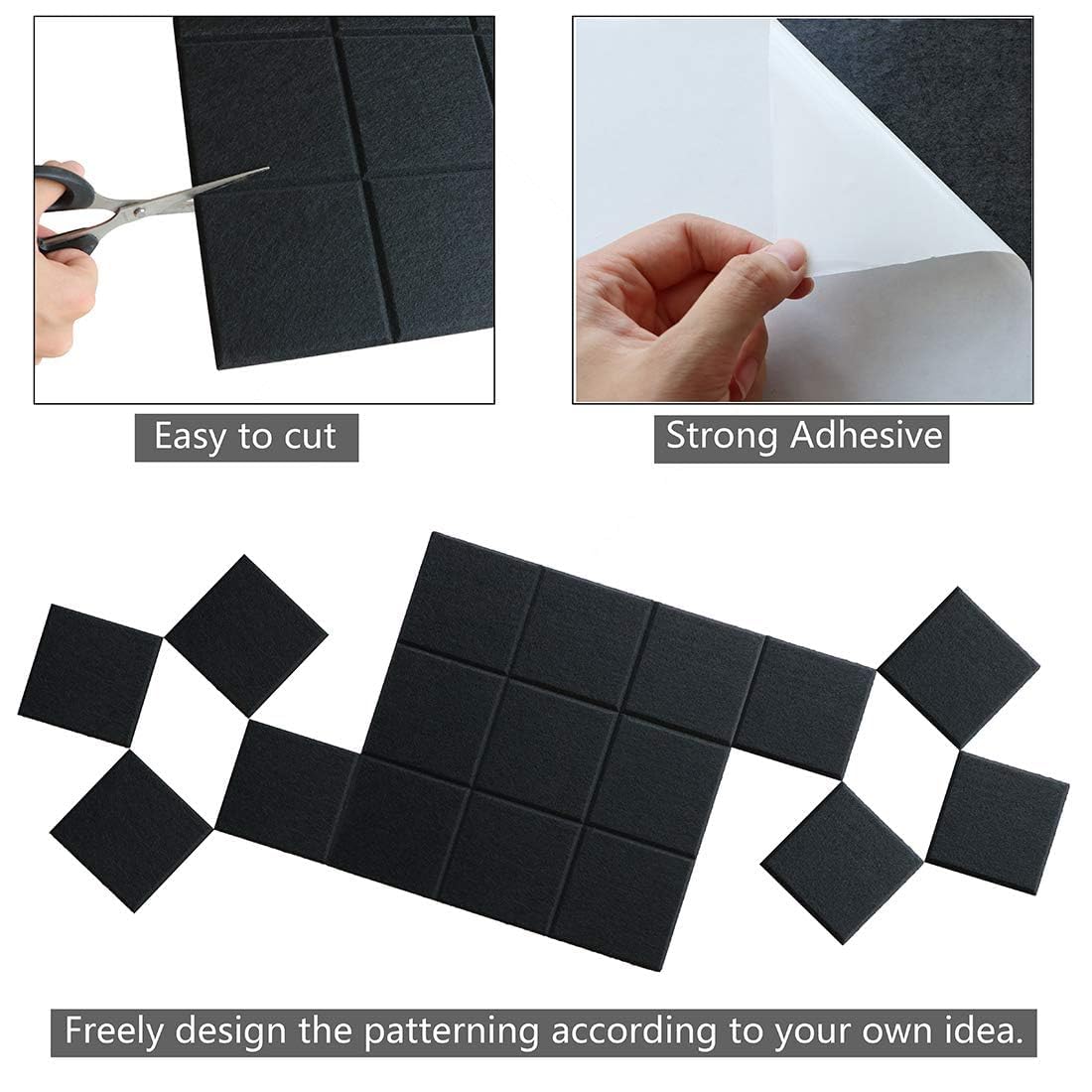 36" x 24" Large Black Cork Board Alternative - 6 Pack Felt Bulletin Board with 30 Push Pins, Felt
