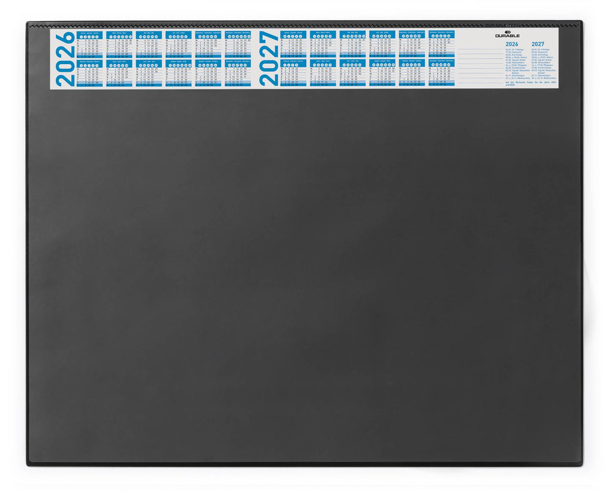 Durable Desk Pad with Calendar, 20-1/2 x 25-1/2 Inches, Black (720401)