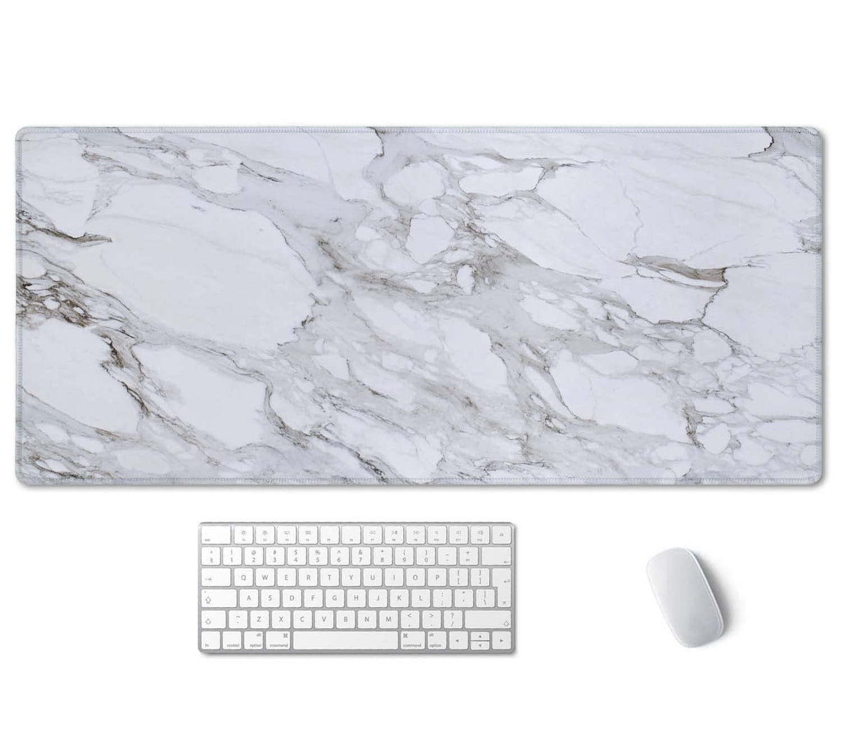 SSOIU White Grey Marble Print Desk Mat, Large Mouse Pad, Full Desk XXL Extended Gaming Mouse Pad