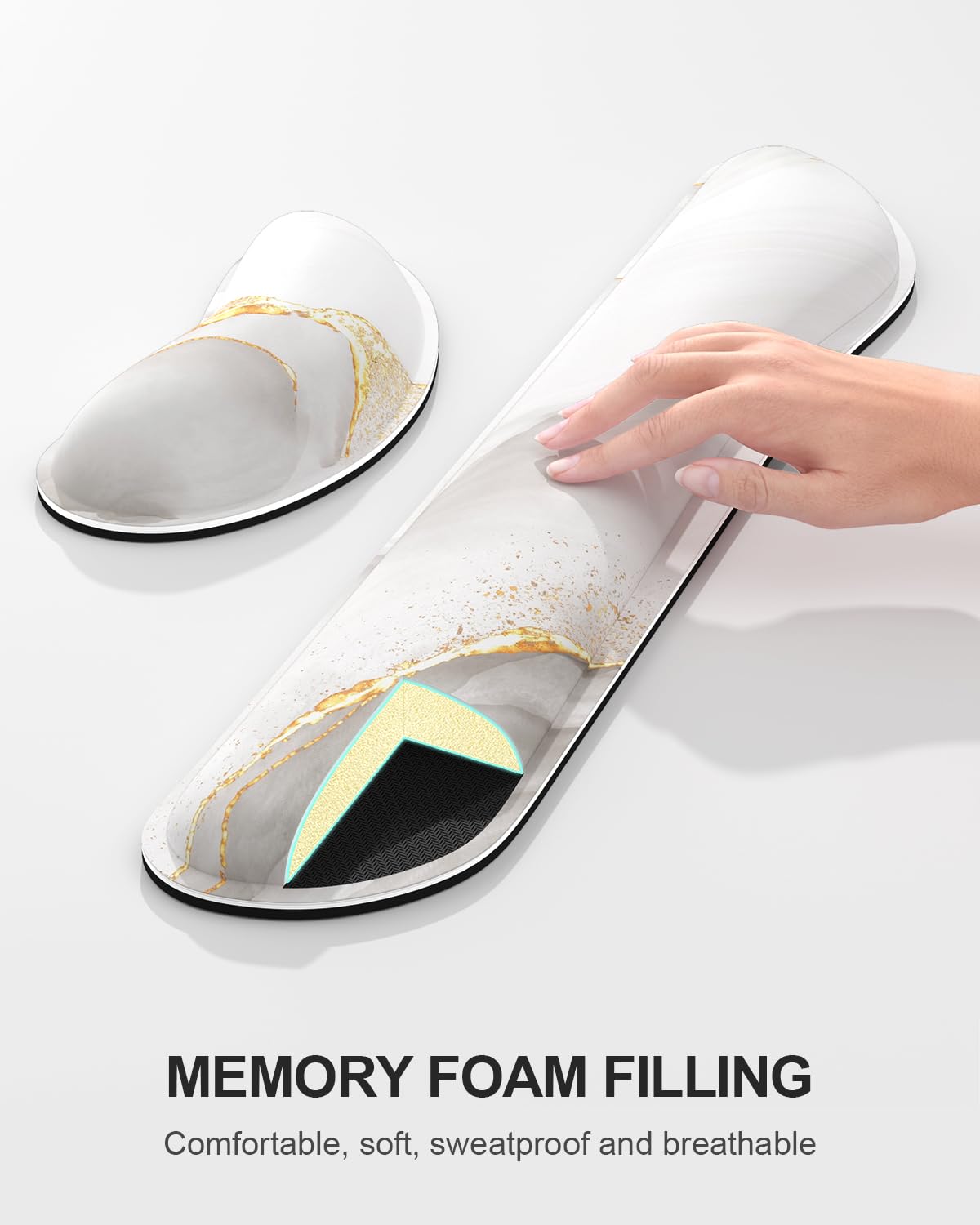 Auhoahsil Large Mouse Pad with Wrist Rests for Keyboard & Mouse, Thick Soft Ergonomic Memory Foam