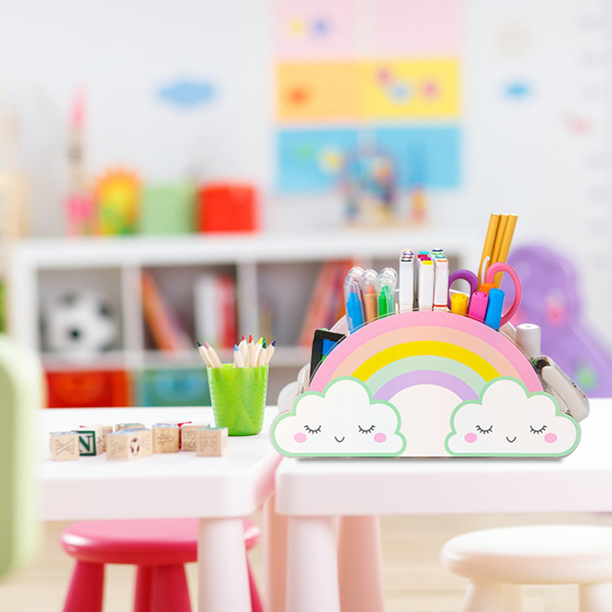 Kids Desk Organizer Pencil Holder Desk Accessories Caddy for Homeschool