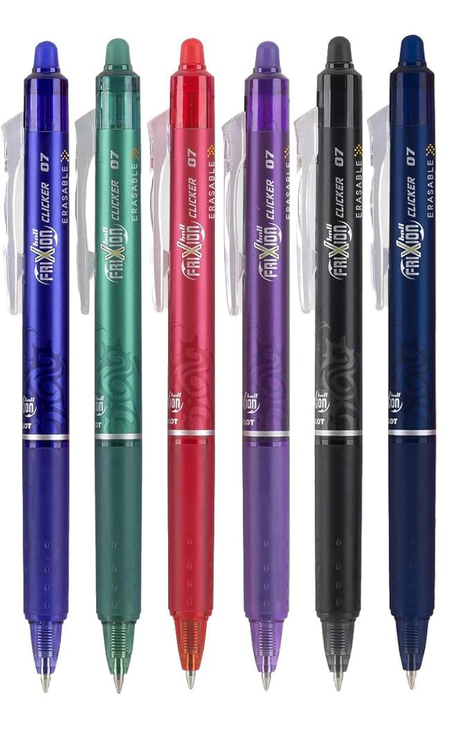 Advantage Gifts Clicker Retractable Erasable Gel Pens Fine Point (.7mm) Assorted Colors Ink 6-pk;
