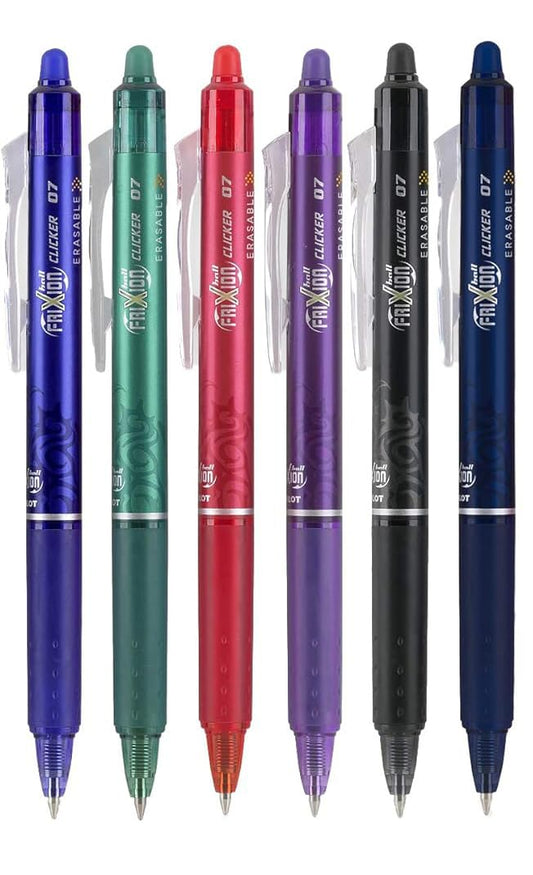 Advantage Gifts Clicker Retractable Erasable Gel Pens Fine Point (.7mm) Assorted Colors Ink 6-pk;