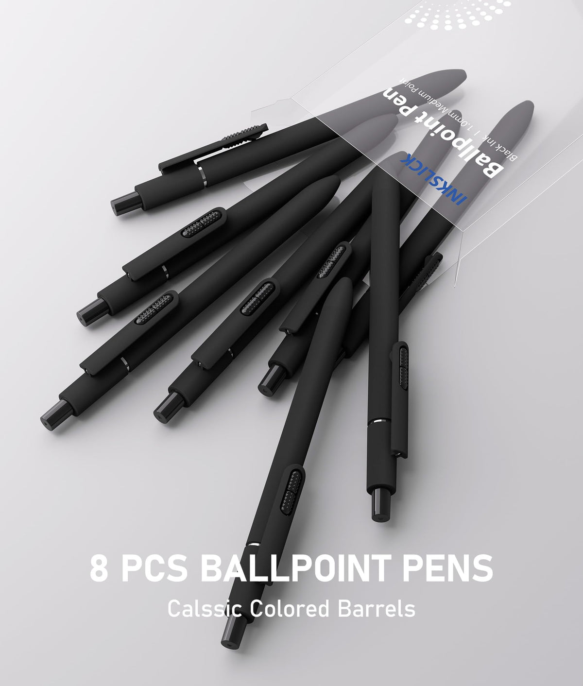 InkSlick 16 Pack Black Ink Ballpoint Pens 1.0mm Fidget Pens for Adults