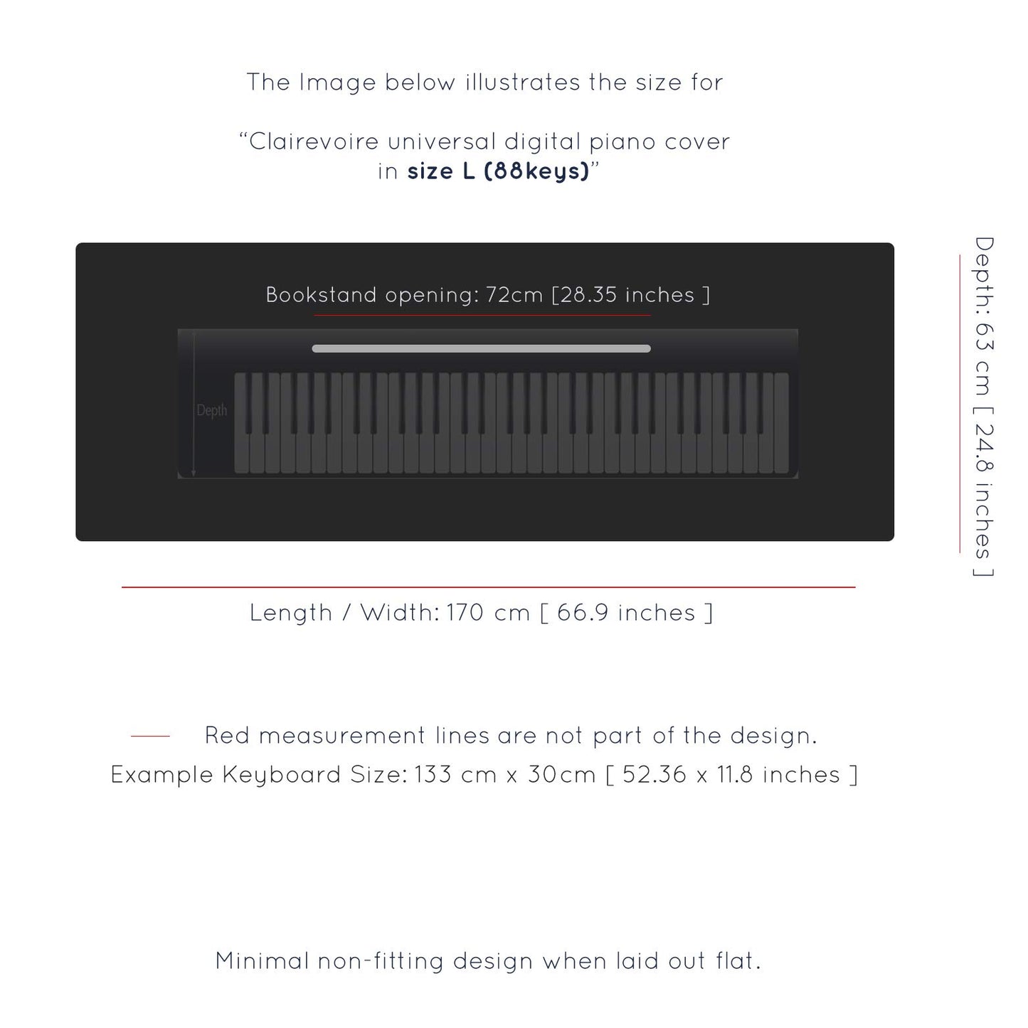 Clairevoire Piano Keyboard Dust Cover for 61 Keys to 88 Keys, Electric Pianos Cover, Digital Pianos