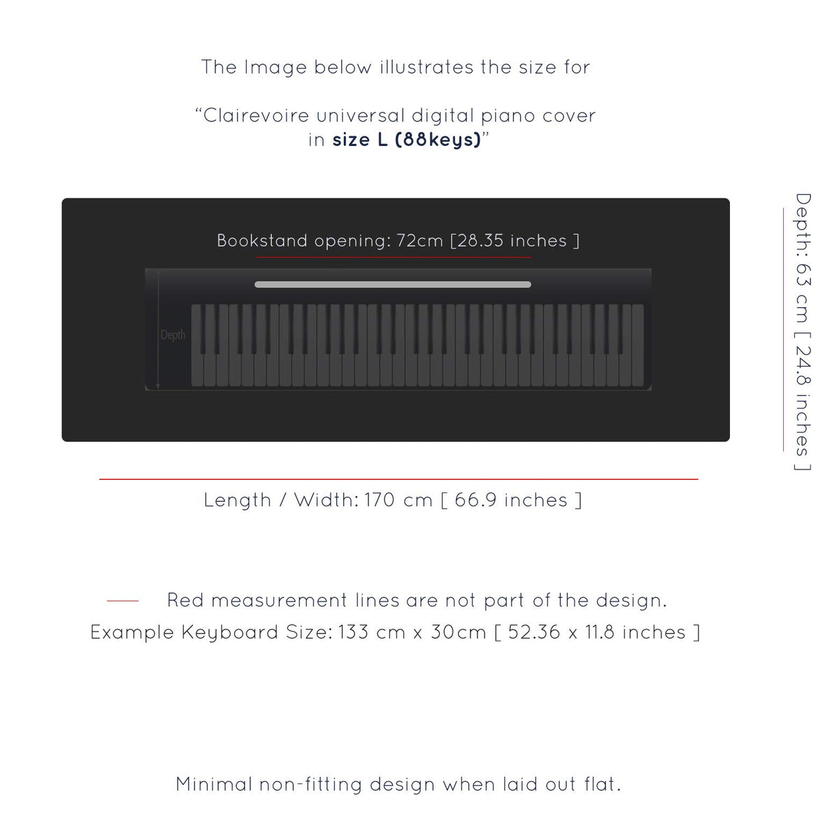 Clairevoire Piano Keyboard Dust Cover for 61 Keys to 88 Keys, Electric Pianos Cover, Digital Pianos