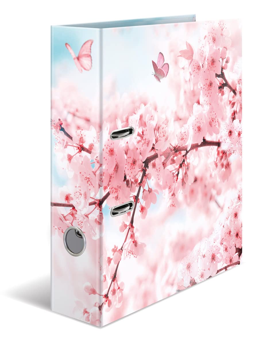 HERMA 19556 Folder A4 Flowers Cherry Blossom 7 cm Wide Sturdy Cardboard Coloured Outside and Inside