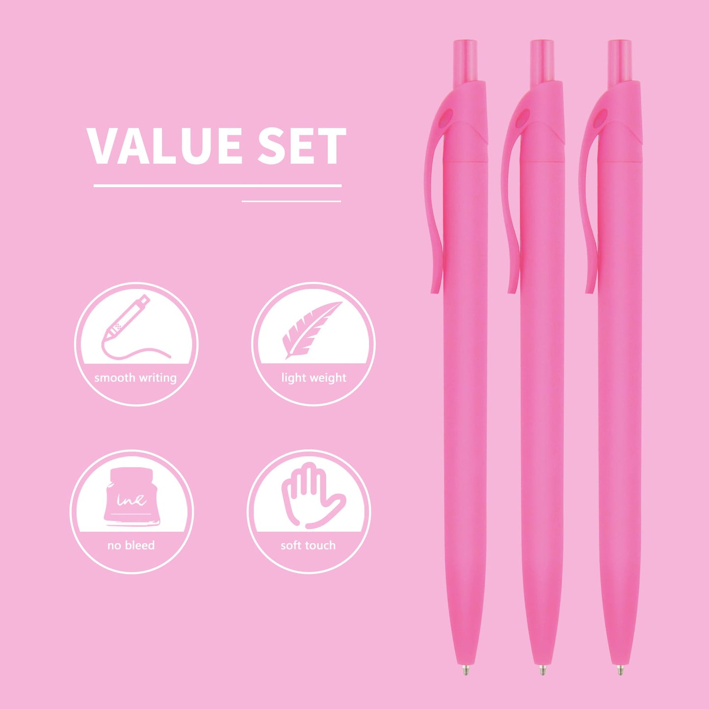 deegtran Pens Bulk, 50 Pack No Bleed Click Pens, Wholesale Retractable Ballpoint Pens, Pen Medium