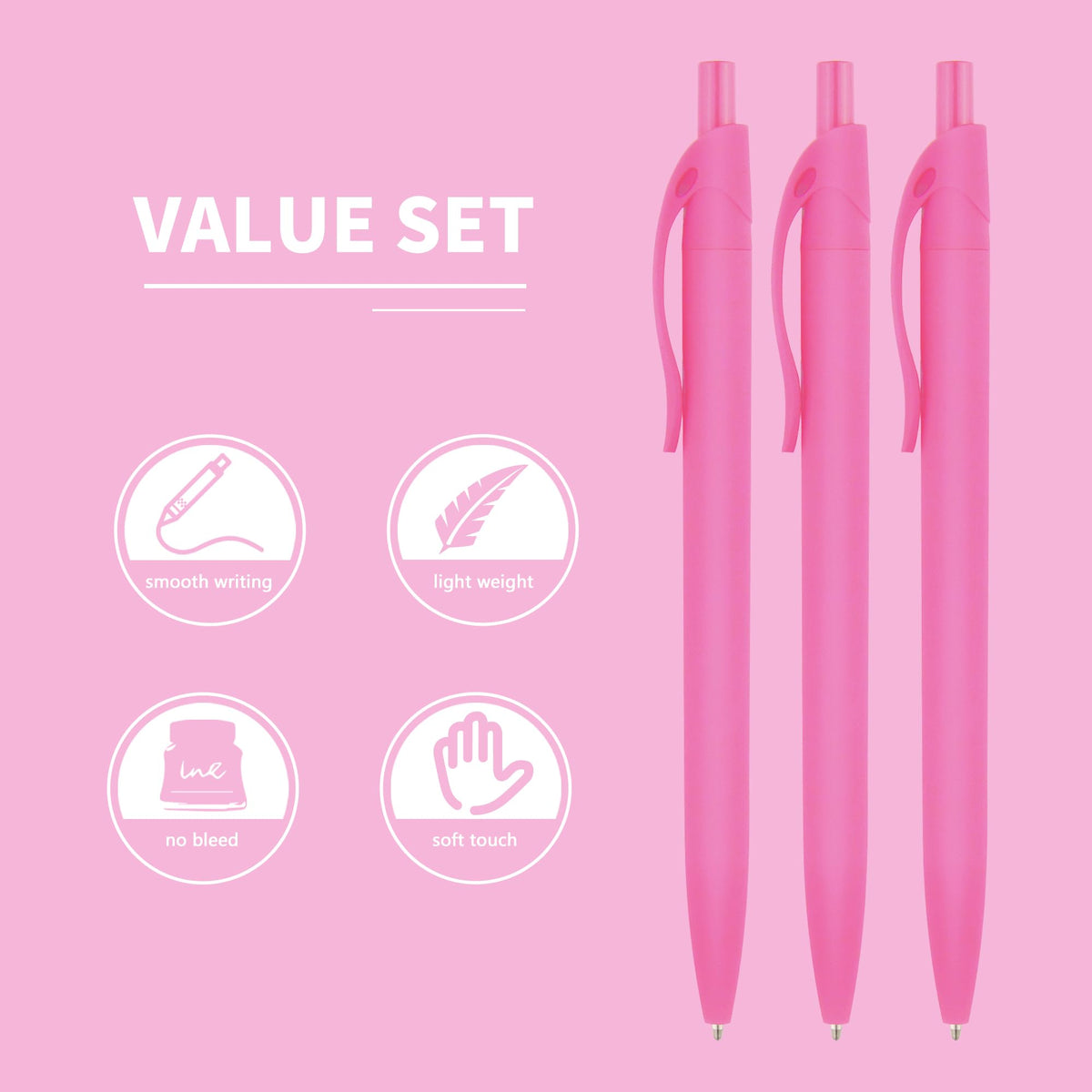 deegtran Pens Bulk, 50 Pack No Bleed Click Pens, Wholesale Retractable Ballpoint Pens, Pen Medium