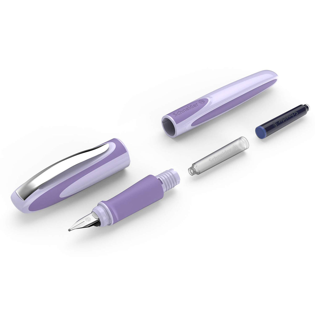 Schneider Ray fountain pen (right-handed, incl. Standard ink cartridge royal blue) lavender