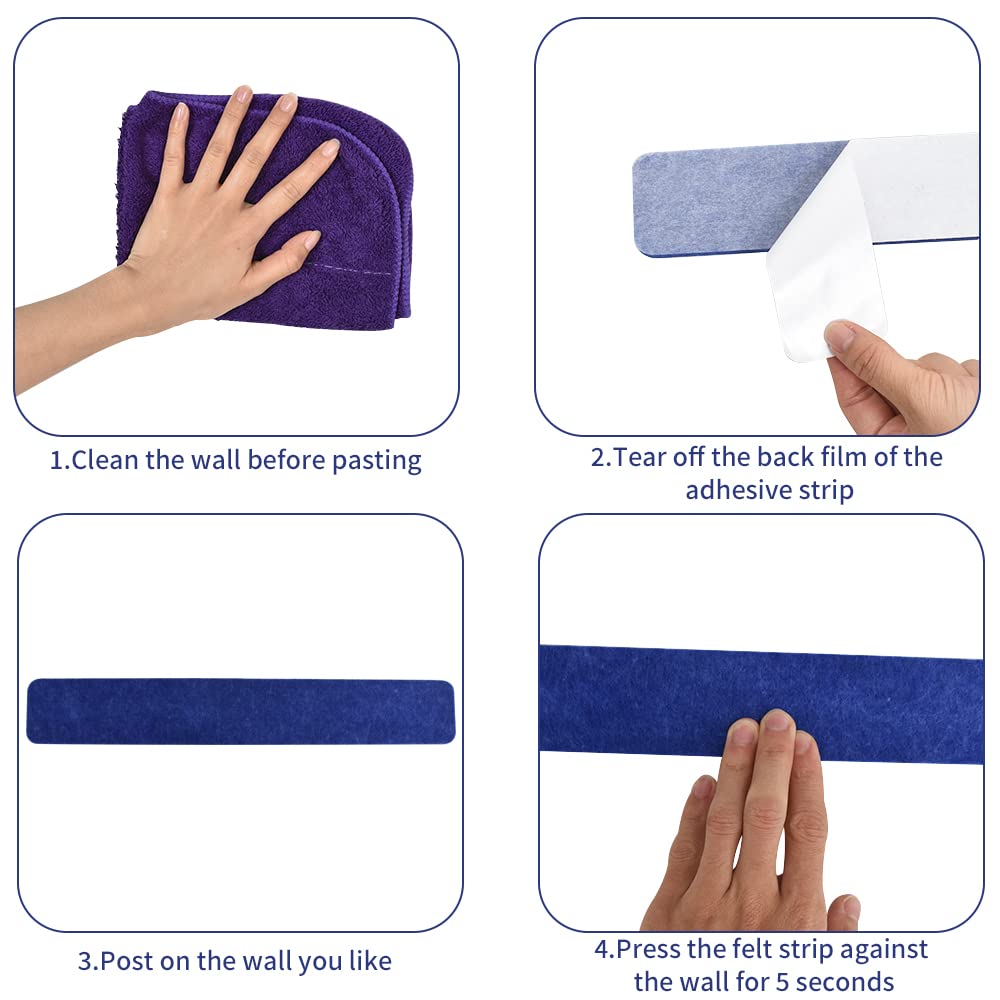 Vuzvuv 8Pcs Cork Bulletin Board Strips for Wall Office-Blue