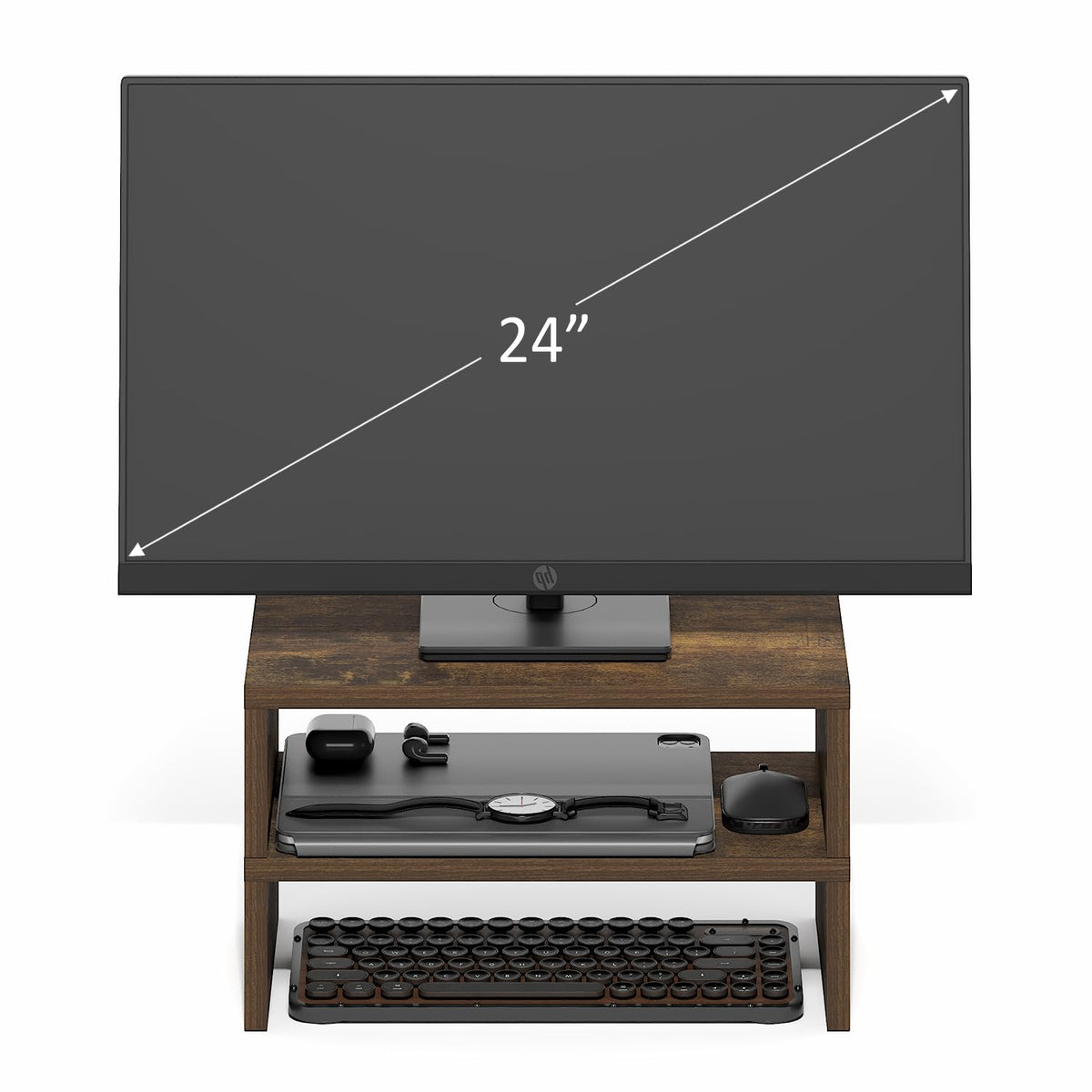 Furinno CLASSIC Monitor Stand Riser Set of 2, 15.7" Wide Dual Monitor Riser, Stackable Separable