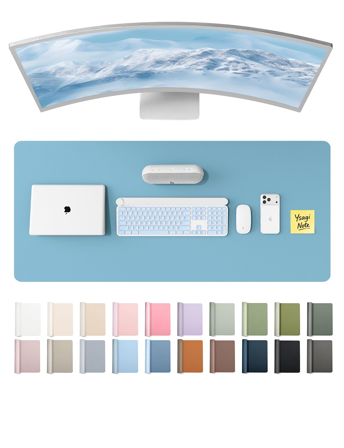 YSAGi Leather Desk Protector, Office Mat, Large Mouse Mat, Non-Slip PU Leather Blotter, Laptop Desk