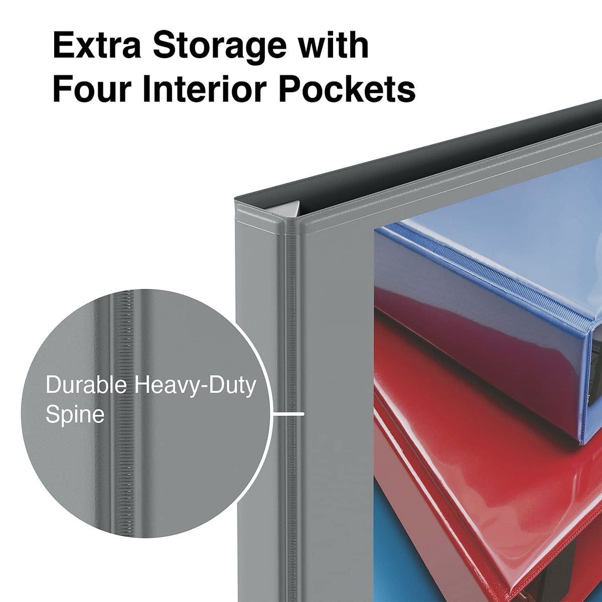 Staples Heavy-Duty 0.5-Inch 3-Ring View Binder, Gray, 100 Sheets