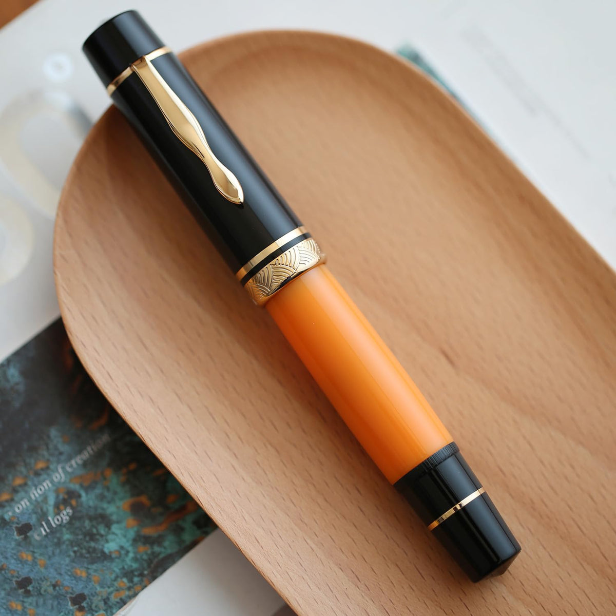 erofa Majohn P139 Fine Nib Resin Fountain Pen, Brass Piston System Large Capacity Writing Pen with