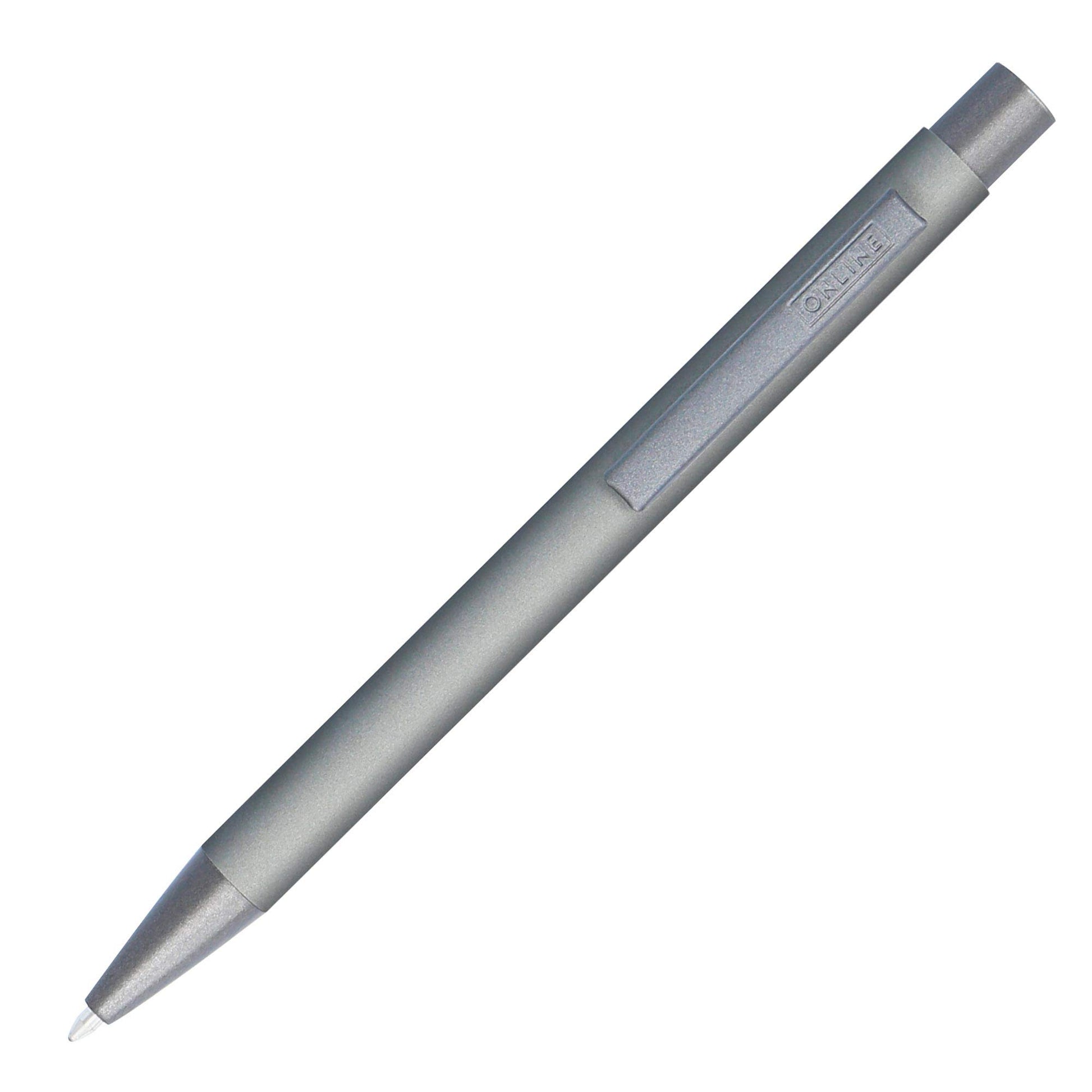 Online Soft Metal ballpoint pen, Pure Grey, retractable ball pen, aluminum, replaceable refill
