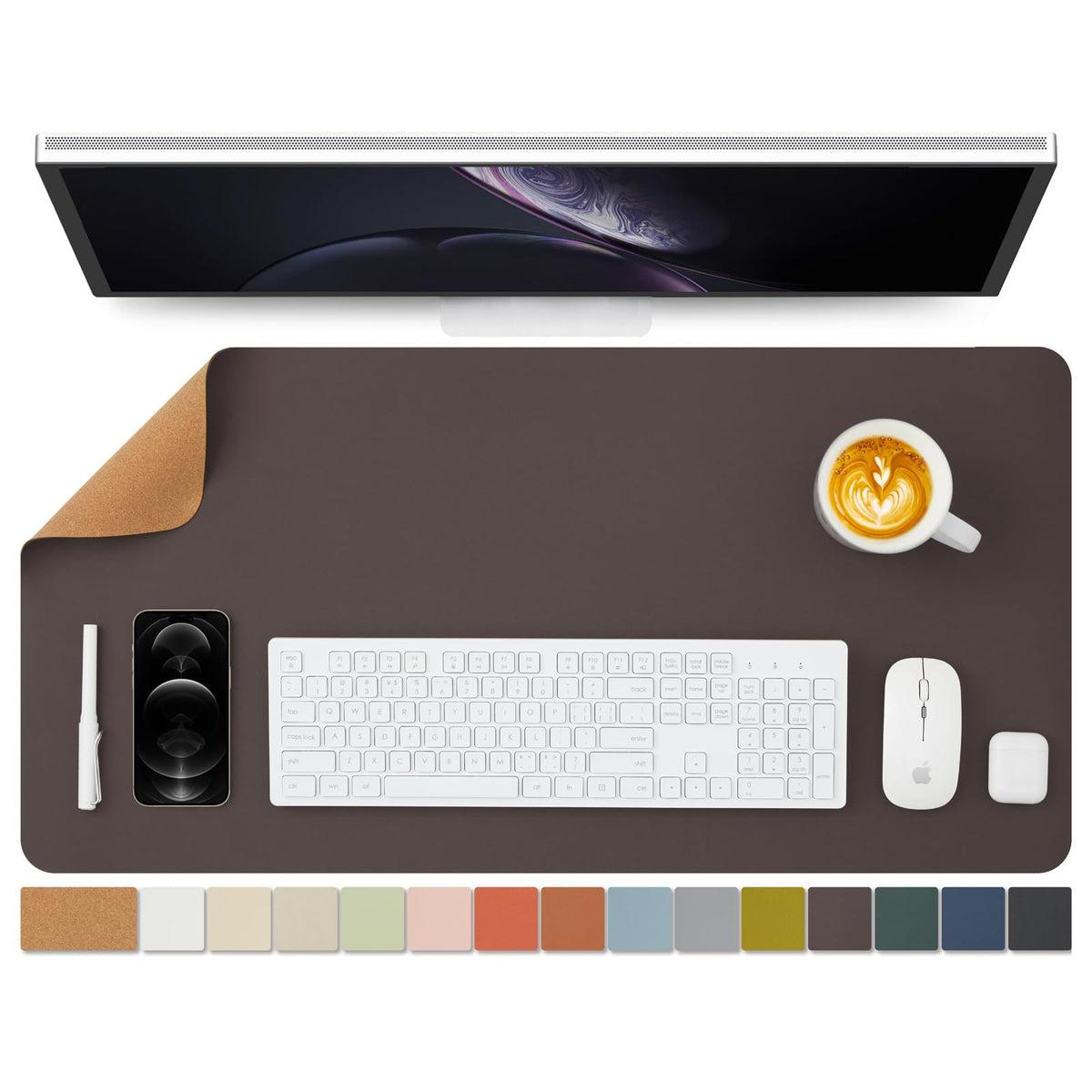 Cork Desk Mat - Dual-Sided Desk Pad for Office and Home - Desk Organization and Accessories - Ideal