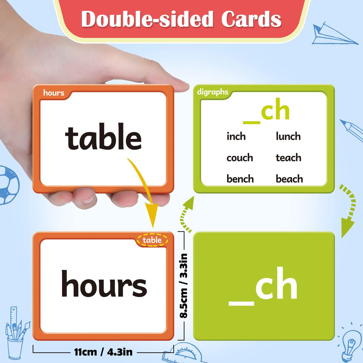 Torlam Sight Words & Phonics Flash Cards for Kids, Learn to Read Digraphs CVC Blends Long Vowel