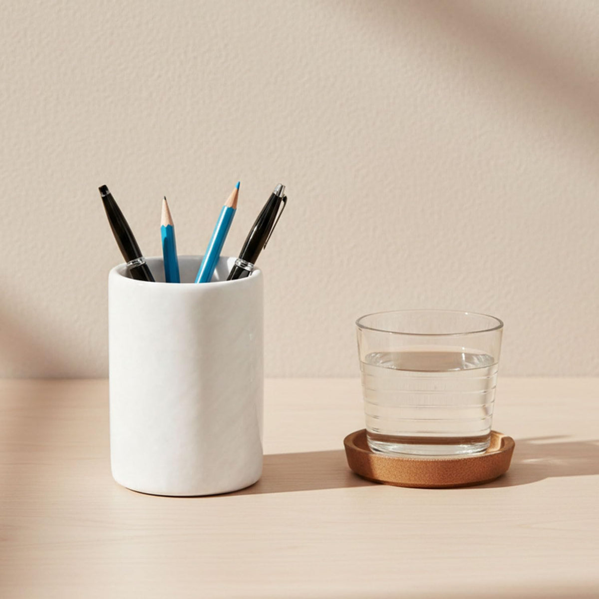 Radicaln Marble Pen Holder For Desk 4" Inches White Handmade Marker & Pen Holder for Desk