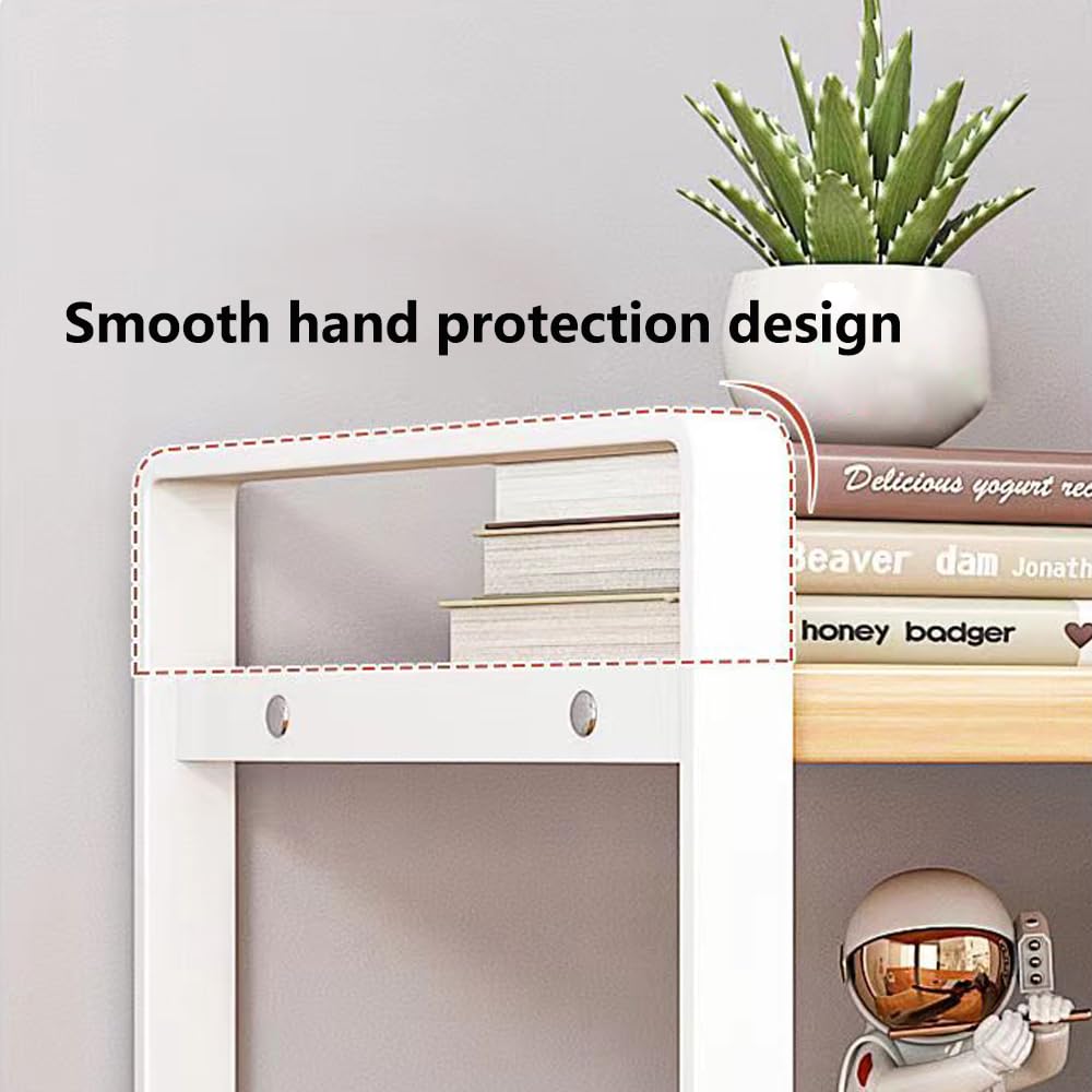 Hbluefat Desktop Organizer Shelf, 2-Tier Multipurpose Tabletop Storage Bookshelf, Small Wooden