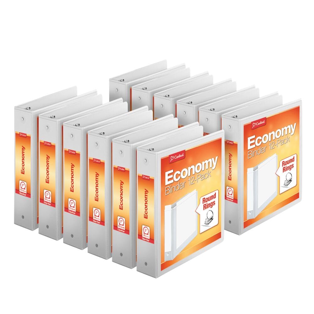 Cardinal Economy 3-Ring Binders, 2", Round Rings, Holds 475 Sheets, ClearVue Presentation View