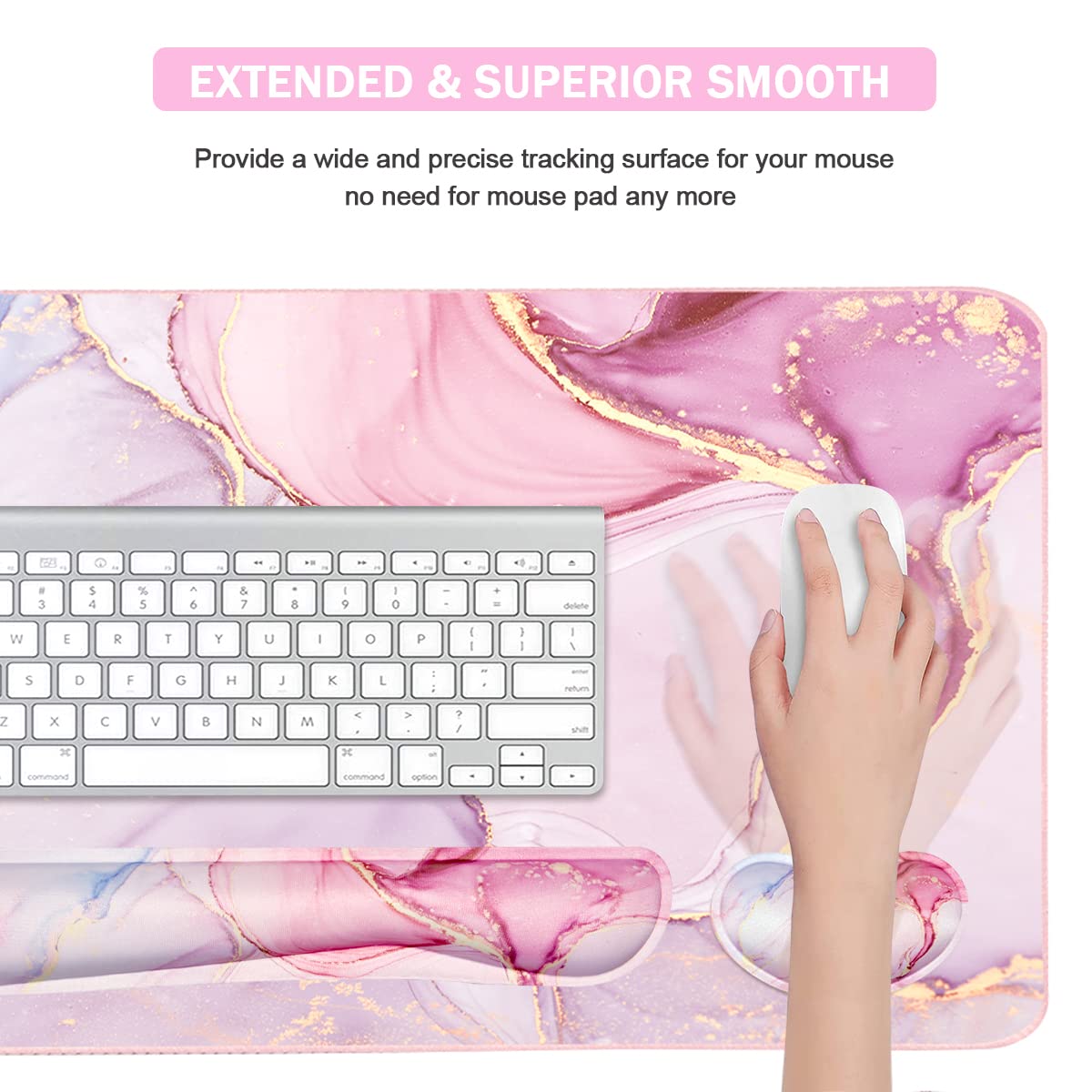 Keyboard Mouse Pad Set, Extended Mouse Pad+Keyboard Wrist Rest Support, Memory Foam Ergonomic Easy