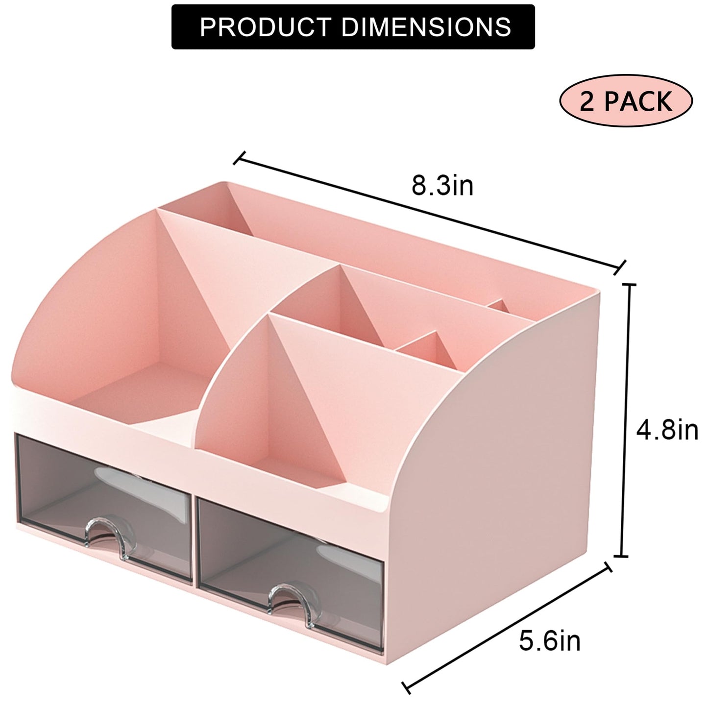 COMFYROOM Desk Organizer with 6 Compartments and 2 Drawers, Plastic Makeup Organizer, Pen Holder