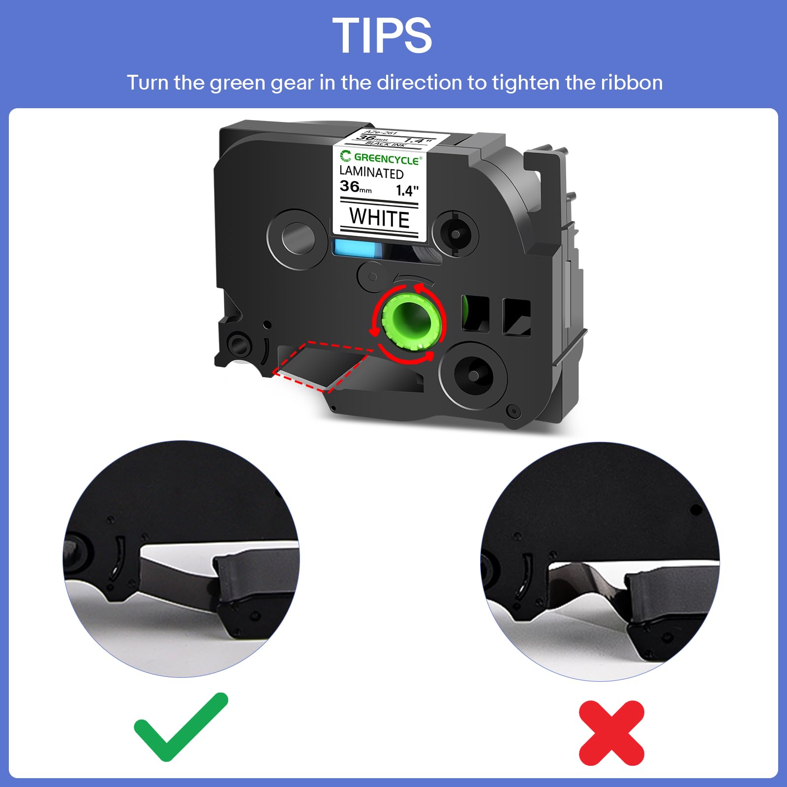 10 Pack TZe-261 36mm Label Tape Compatible for Brother Ptouch TZ-261 TZe261