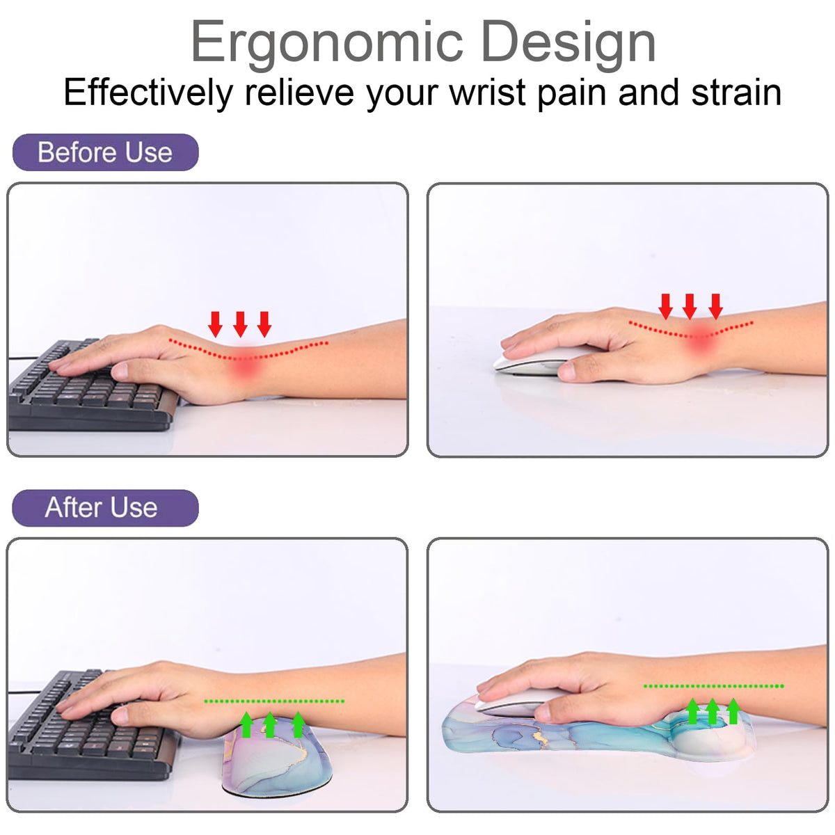 Wiabsi Mouse Pad and Keyboard Wrist Rest Support,Ergonomic Mouse Pad Set