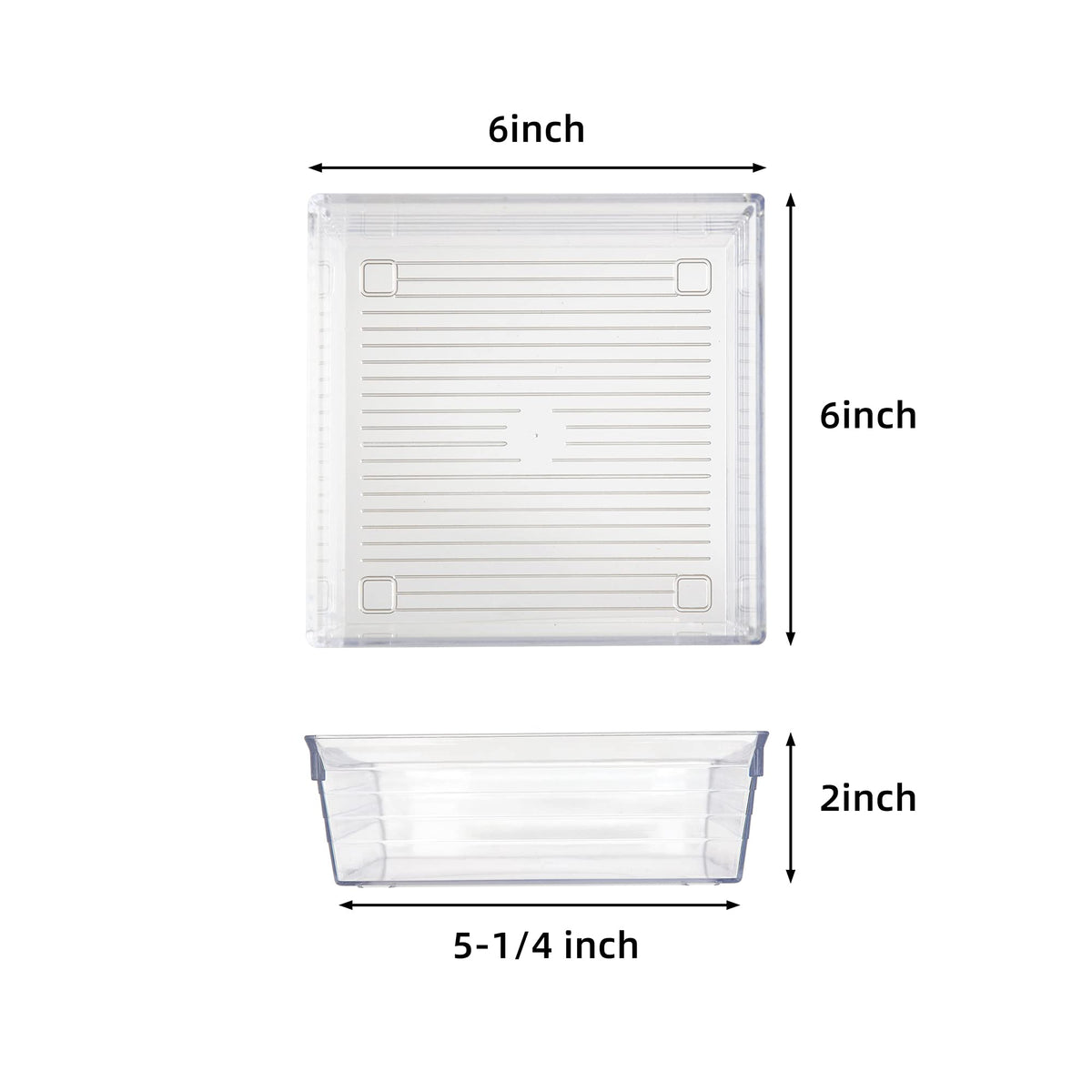 Backerysupply Clear Plastic Drawer Organizer Tray for Vanity Cabinet (6"×6"×2"，Set of 8),Storage
