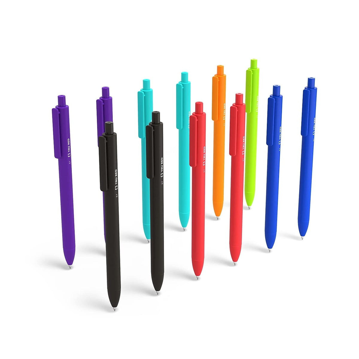 TRU RED Retractable Gel Pens, Medium 0.7mm, Assorted Ink, 24-Pack